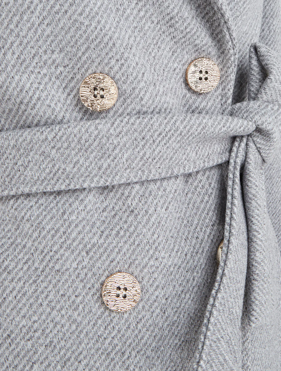 Manteau droit croisé à boutons - Gris clair - Image 3