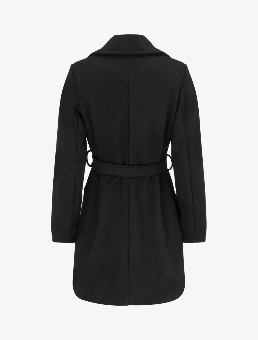 Manteau droit et croisé à boutons - Noir - Image 2