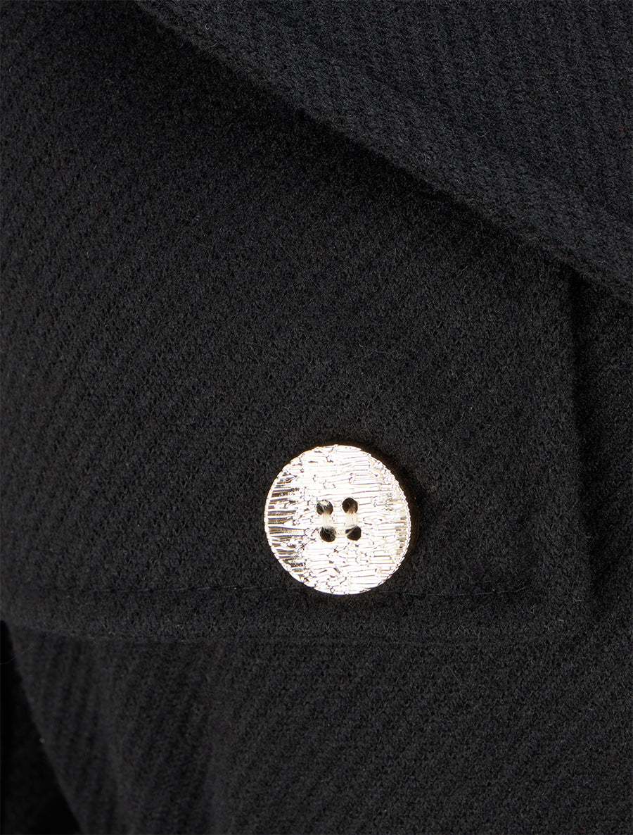 Manteau droit et croisé à boutons - Noir - Image 3
