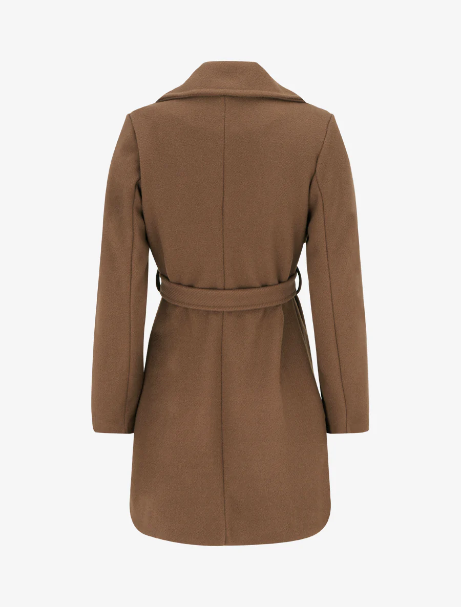 Manteau droit et croisé à boutons - Marron - Image 2