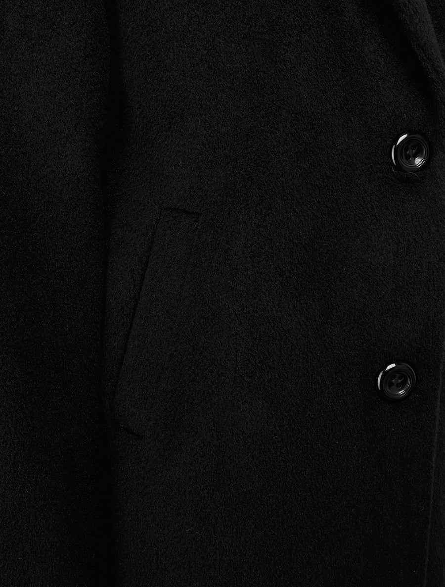Manteau droit long - Noir - Image 3