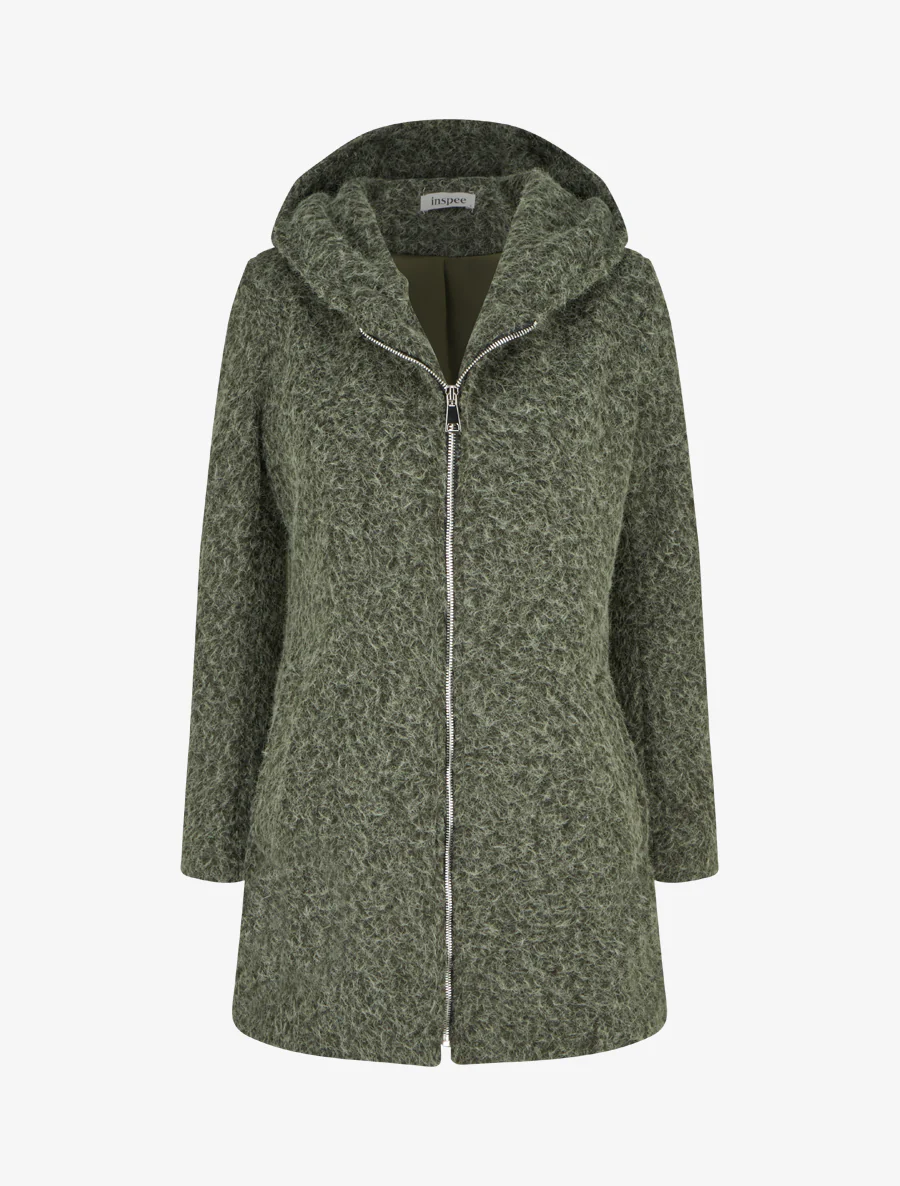 Manteau duveteux à capuche - Kaki