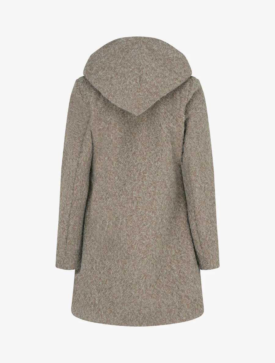 Manteau duveteux à capuche - Taupe - Image 2