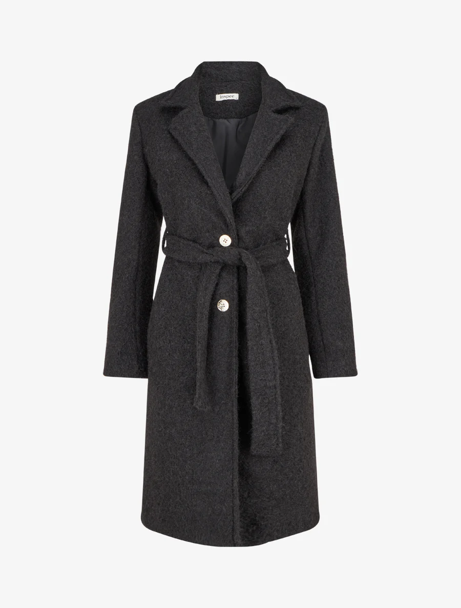Manteau duveteux à fermeture boutonnée - Noir