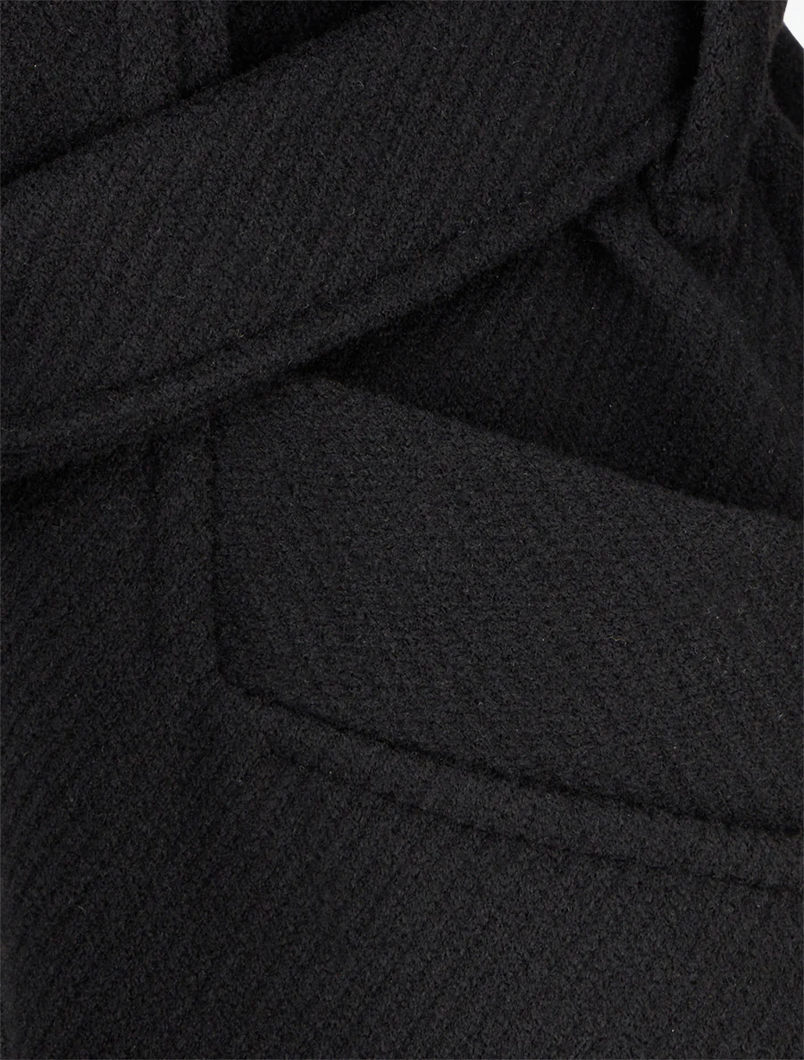 Manteau en laine mélangée à col cranté - Noir - Image 3