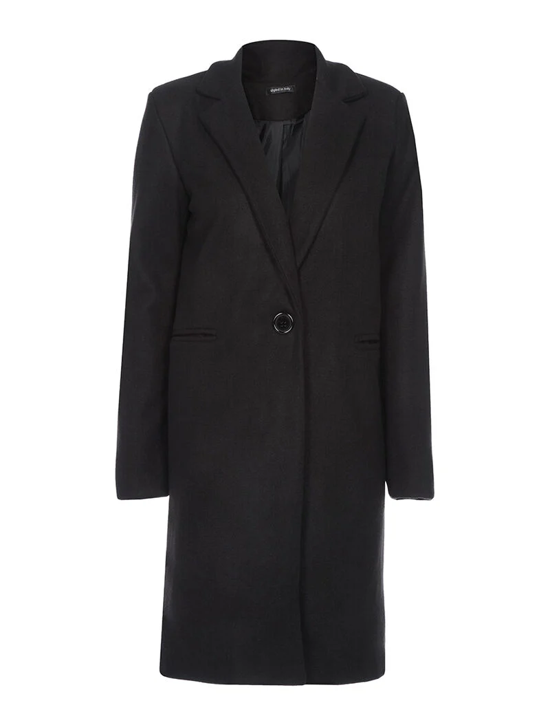 Manteau fermeture un bouton - noir - Image 4