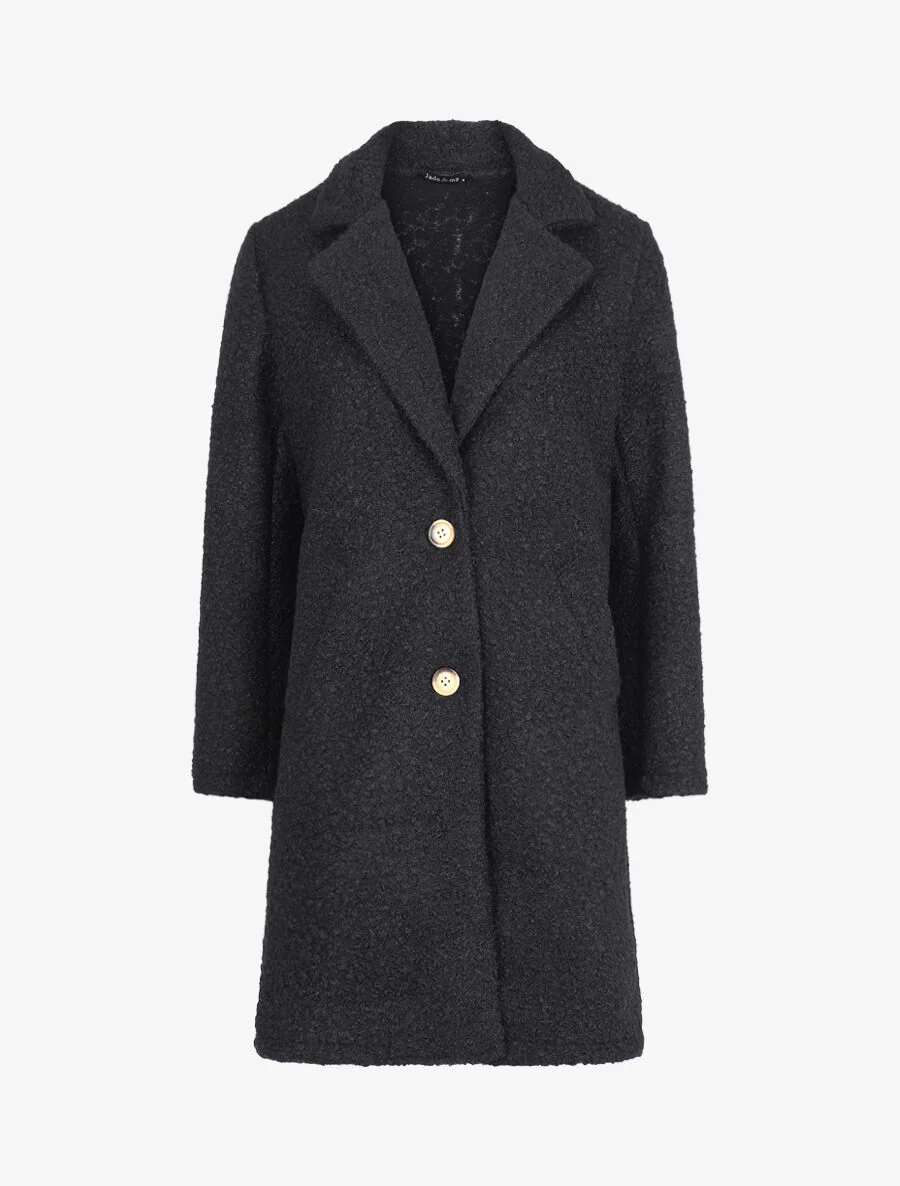 Manteau léger effet laine bouclée - Noir