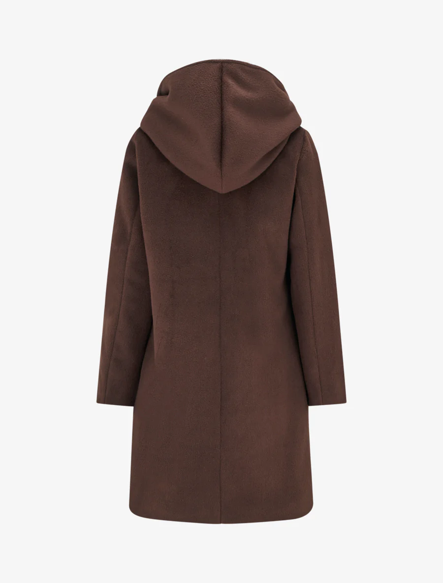 Manteau long à capuche coupe droite - Marron - Image 2