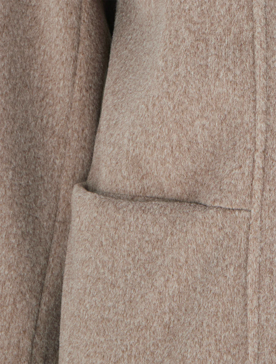 Manteau long à capuche coupe droite - Taupe - Image 3