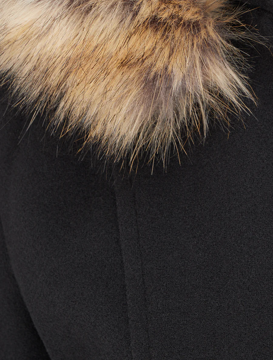 Manteau long à capuche et zip - Noir - Image 3