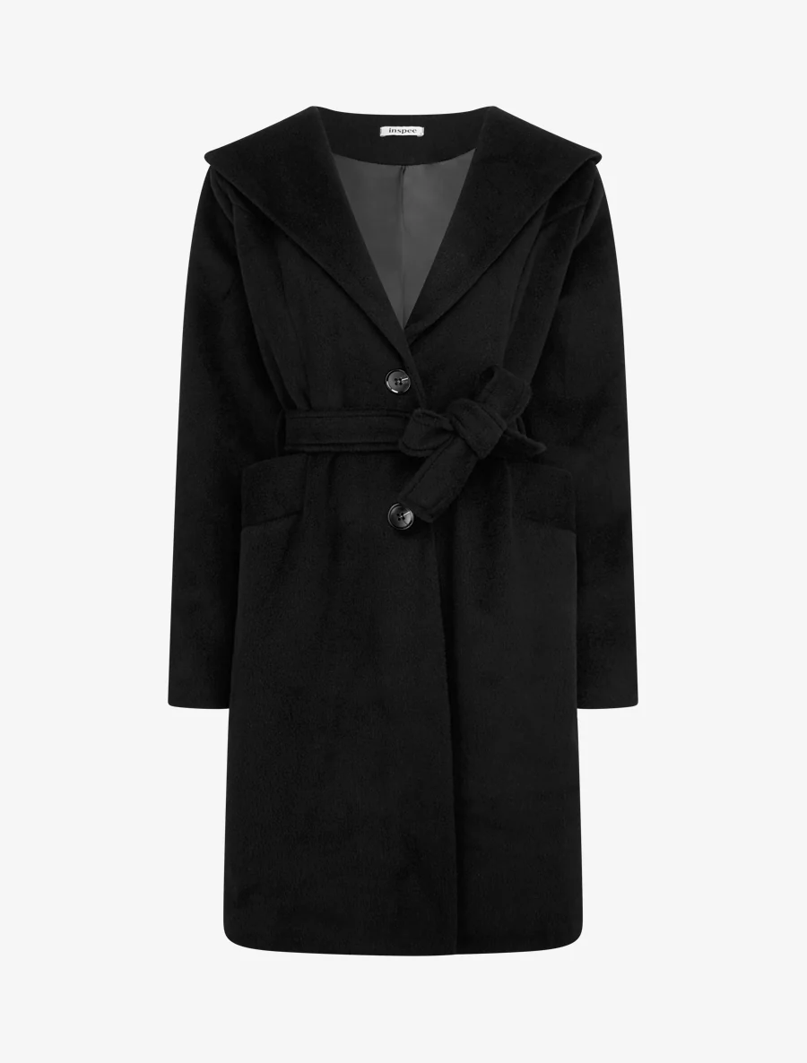 Manteau long à capuche - Noir