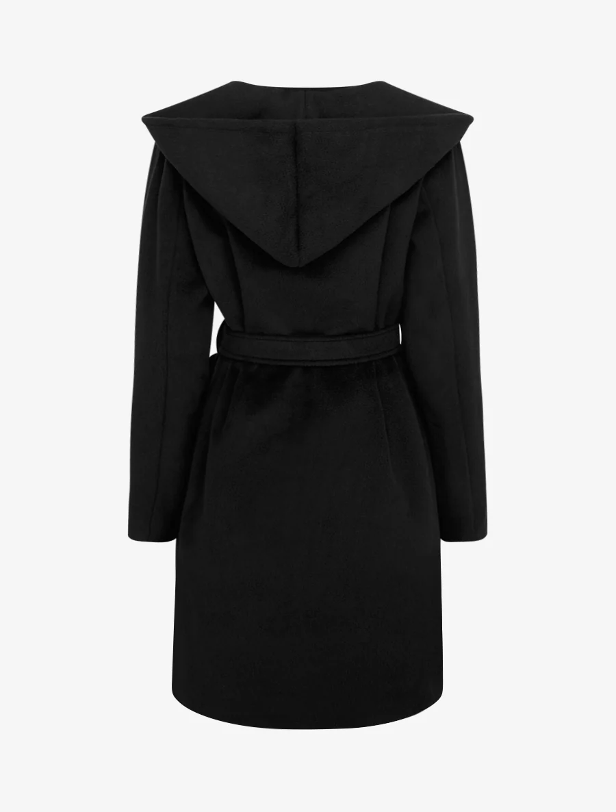 Manteau long à capuche - Noir - Image 2