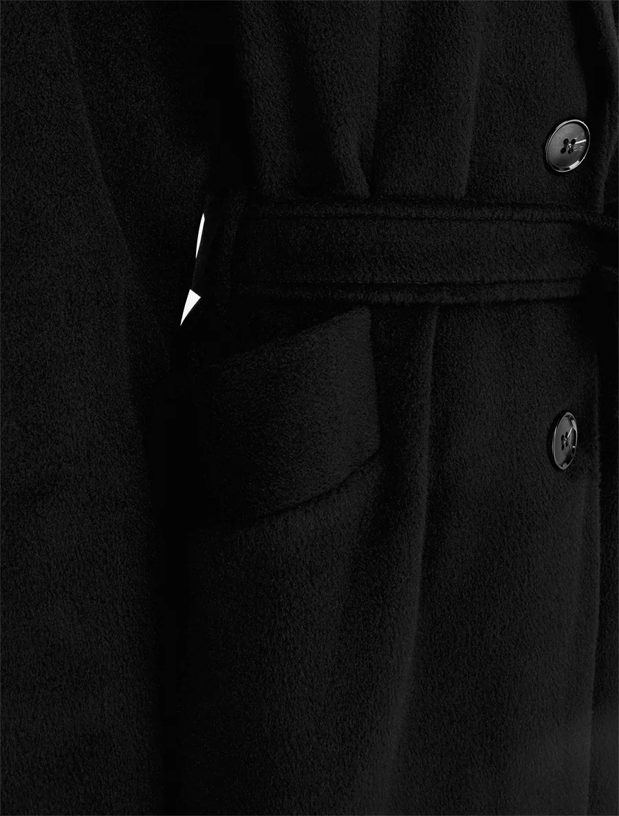 Manteau long à capuche - Noir - Image 3