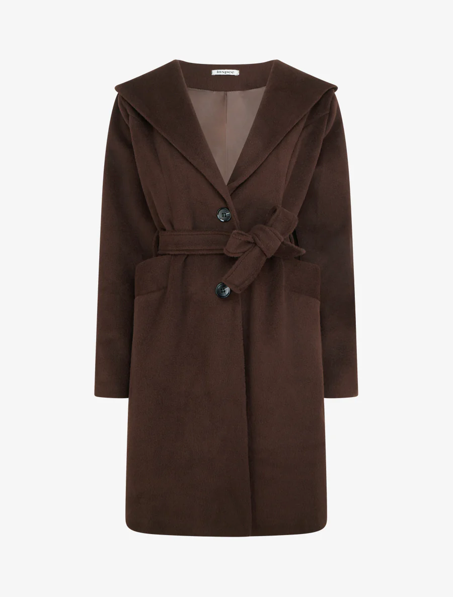 Manteau long à capuche - Marron
