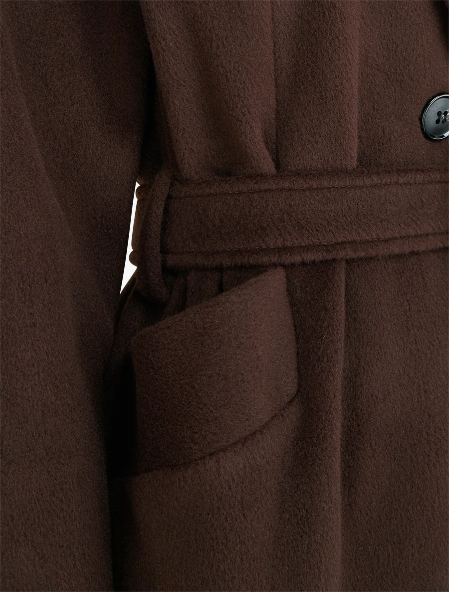 Manteau long à capuche - Marron - Image 3