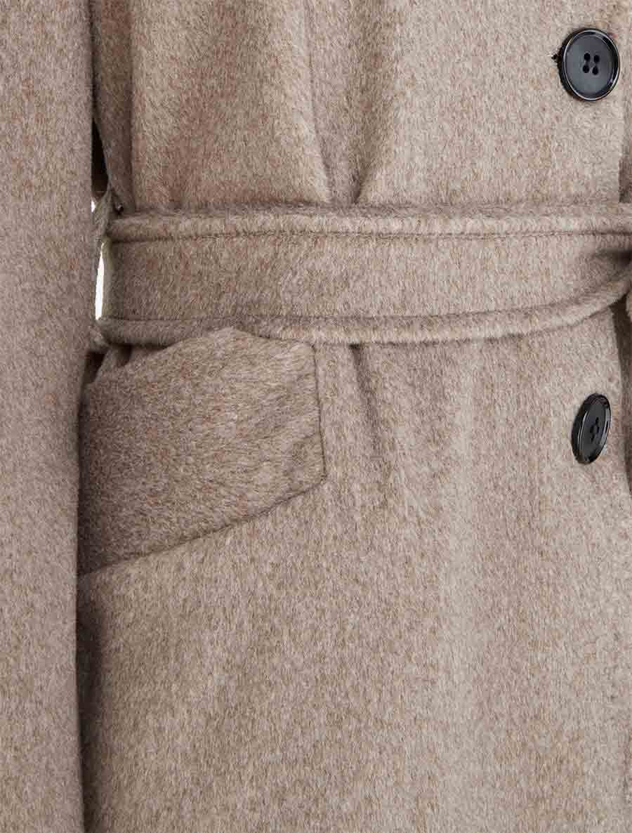 Manteau long à capuche - Taupe - Image 3