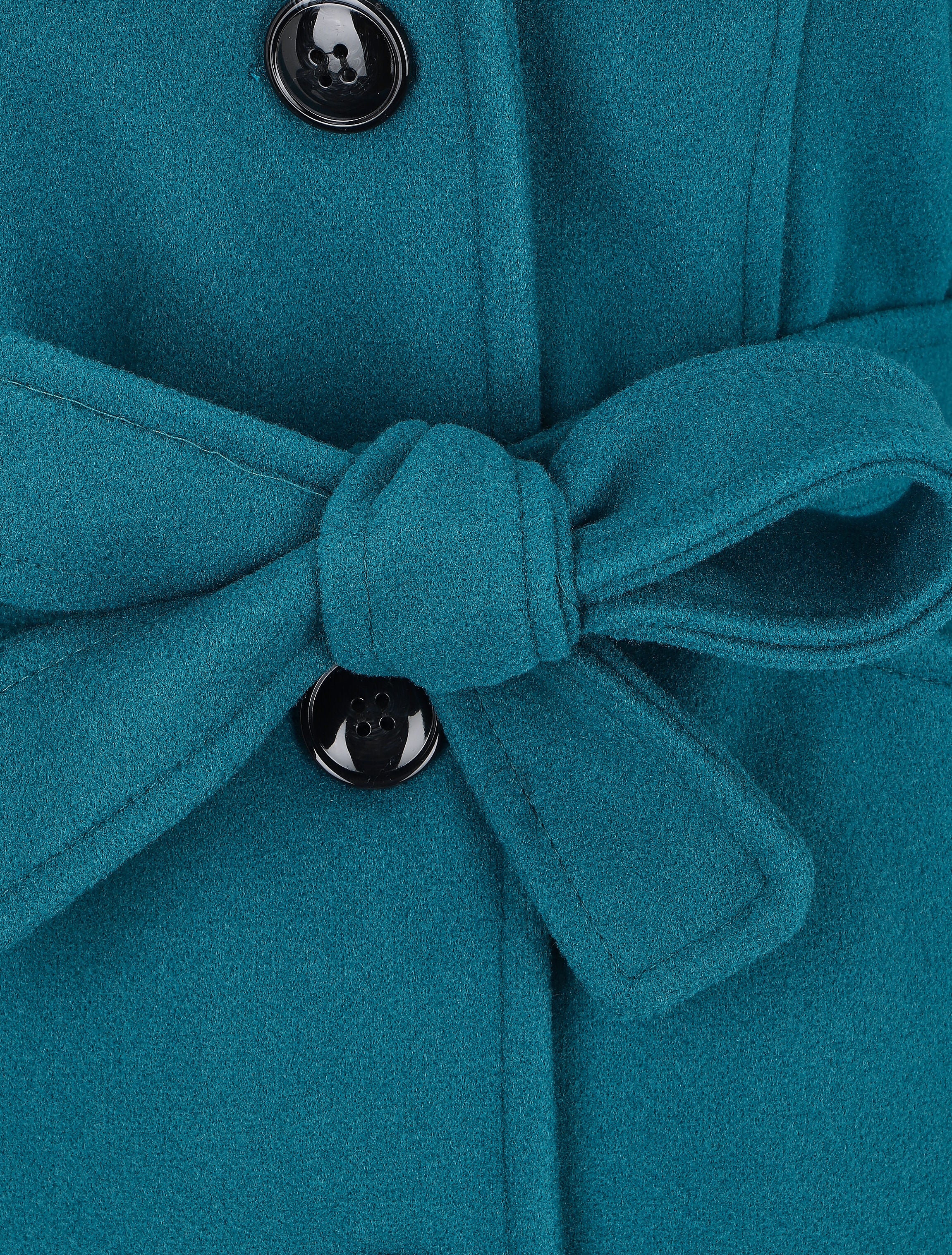 Manteau long à capuche uni - Bleu canard - Image 3