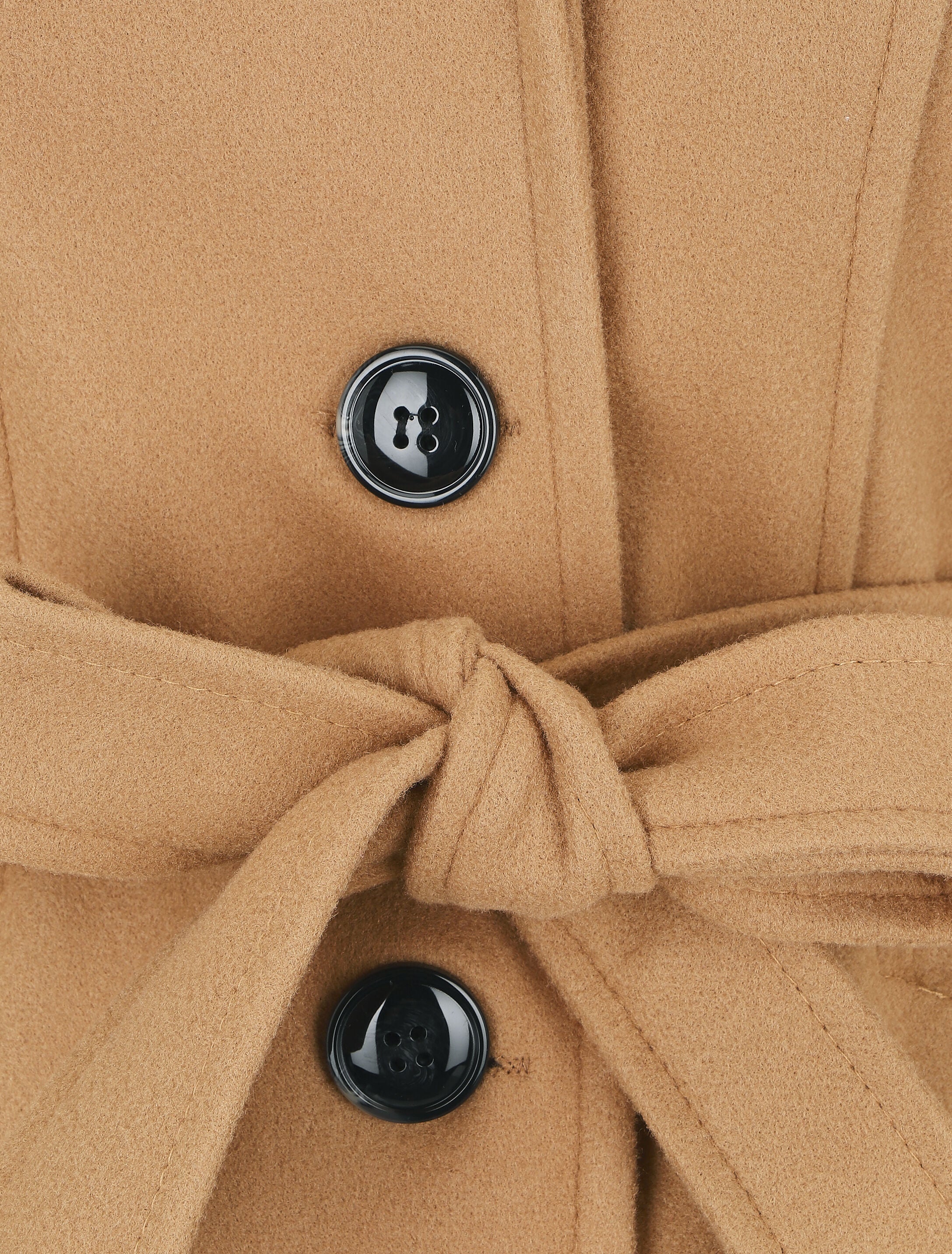 Manteau long à capuche uni - Camel - Image 3