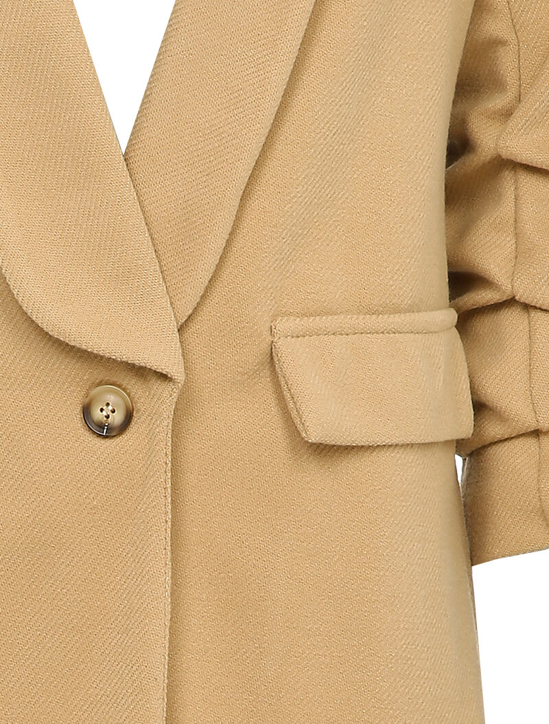 Manteau long à manches froncées - Camel - Image 3