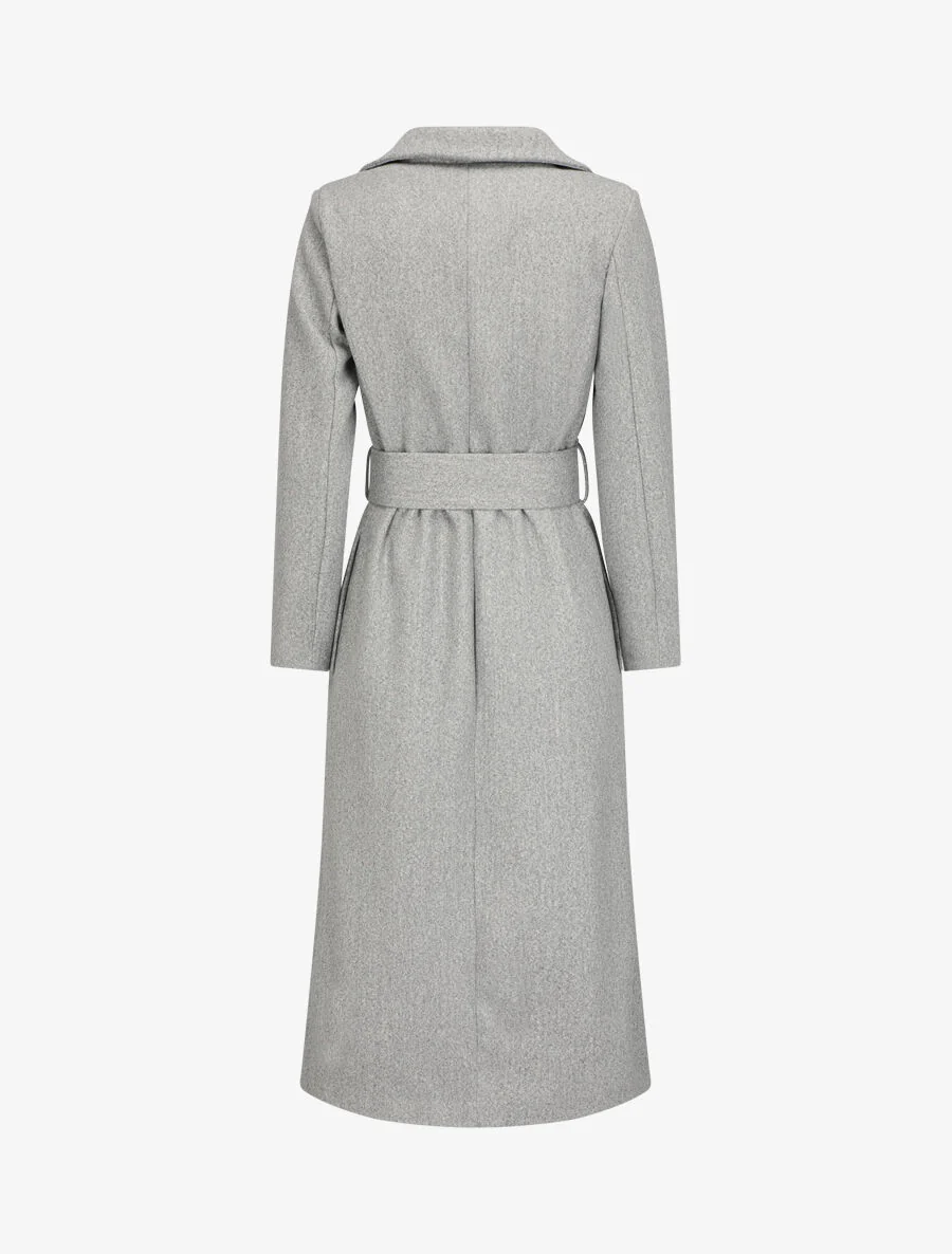 Manteau long boutonné et ceinturé - Gris - Image 2