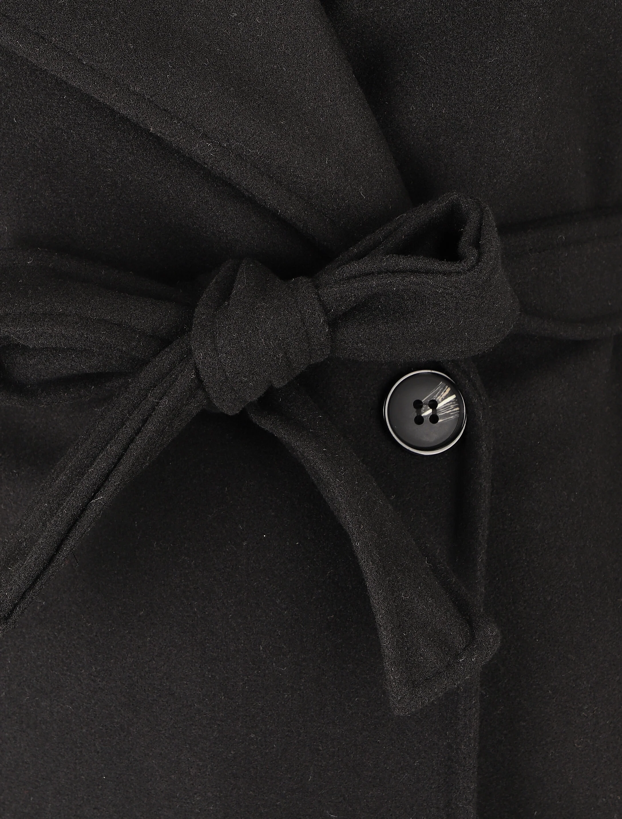 Manteau long ceinturé à col crantée - Noir - Image 3