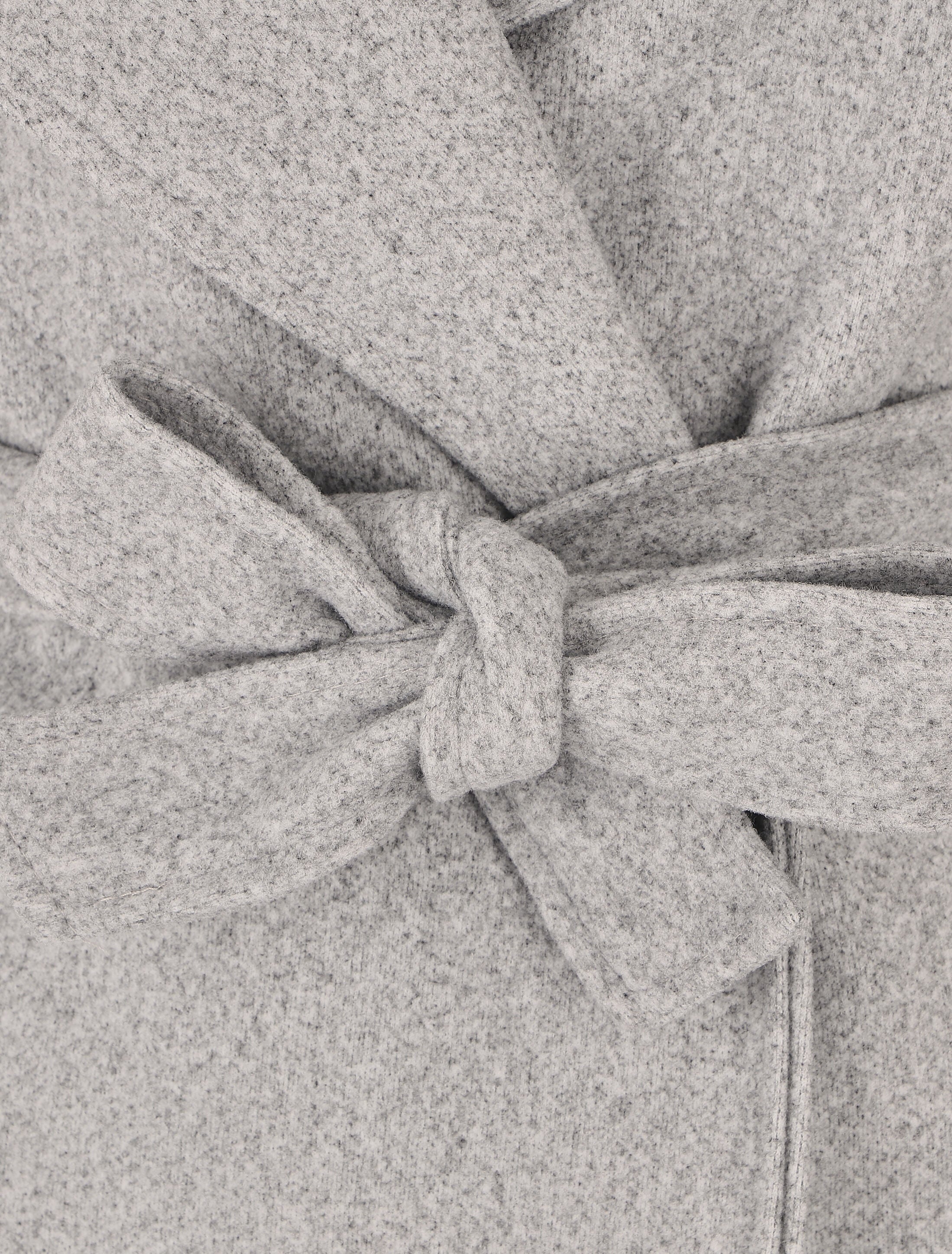 Manteau long ceinturé à col crantée - Gris chiné - Image 3