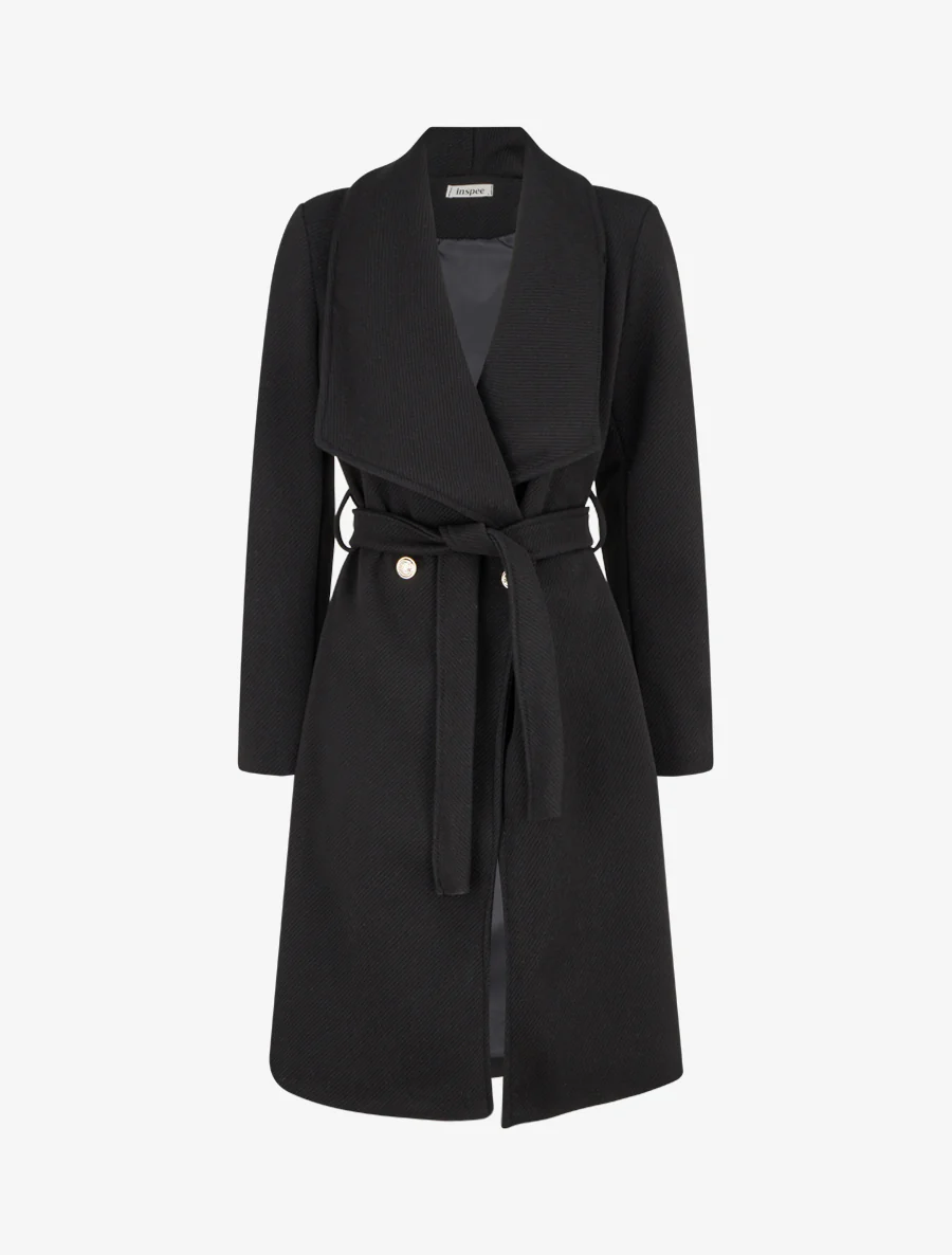 Manteau long ceinturé - Noir