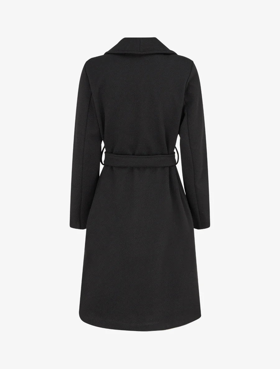Manteau long ceinturé - Noir - Image 2