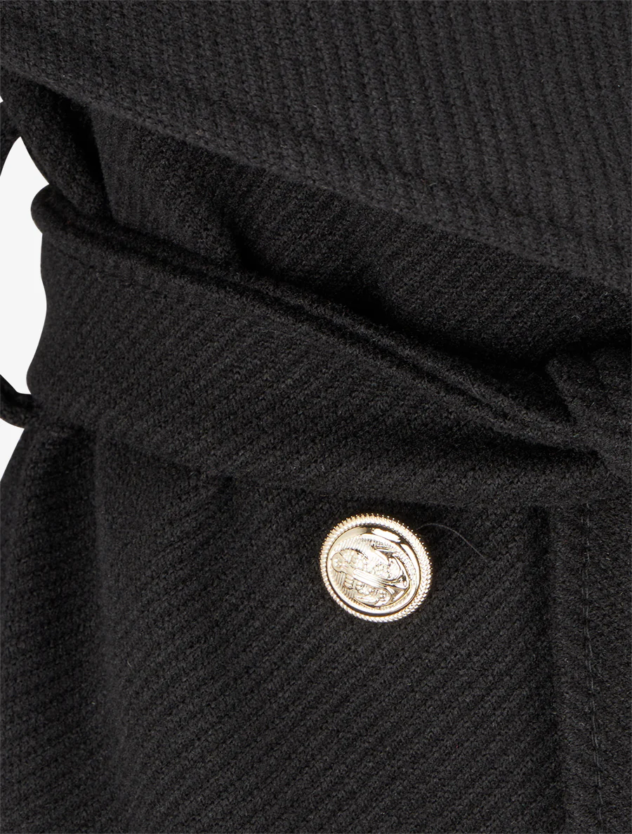 Manteau long ceinturé - Noir - Image 3