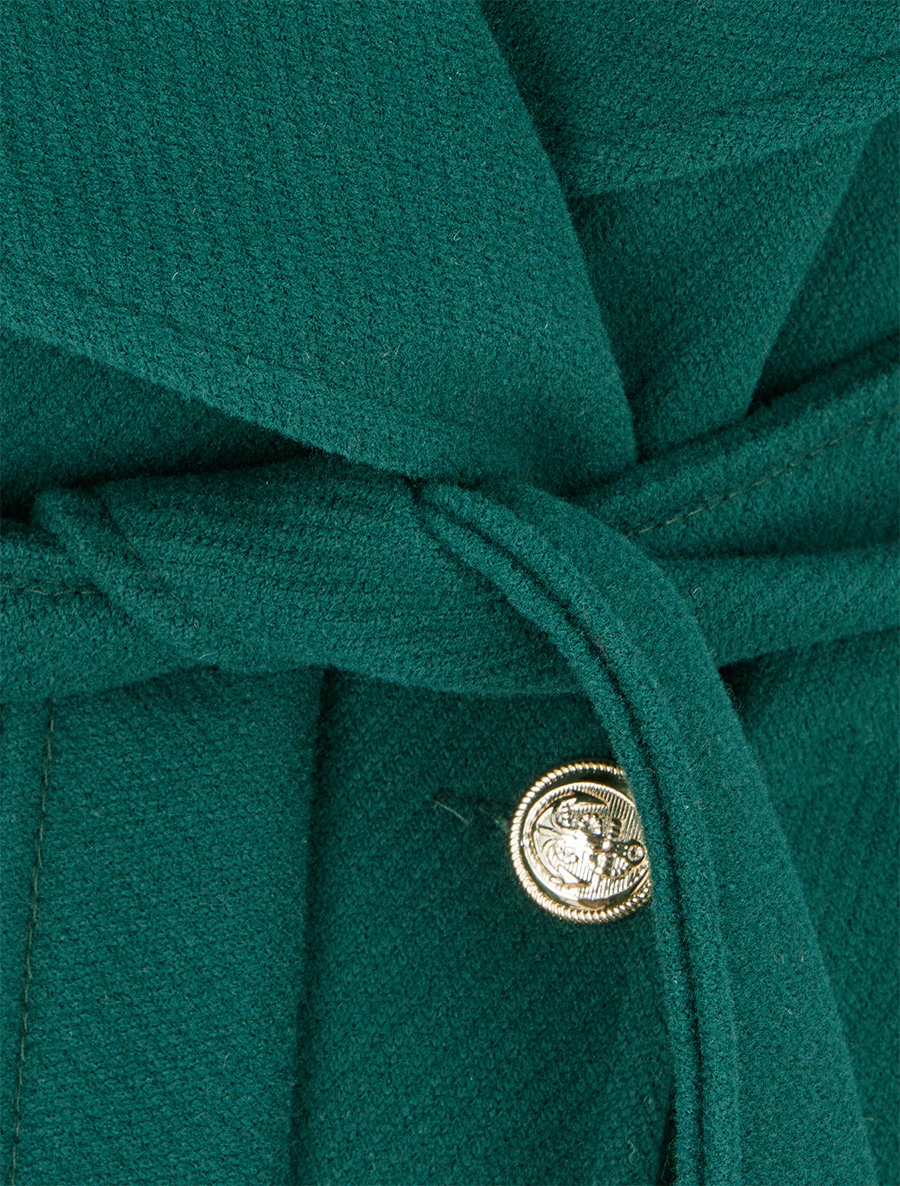 Manteau long ceinturé - Vert sapin - Image 3