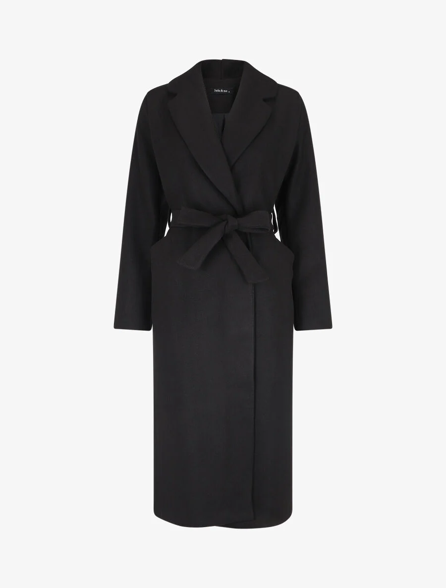 Manteau long ceinturé - Noir