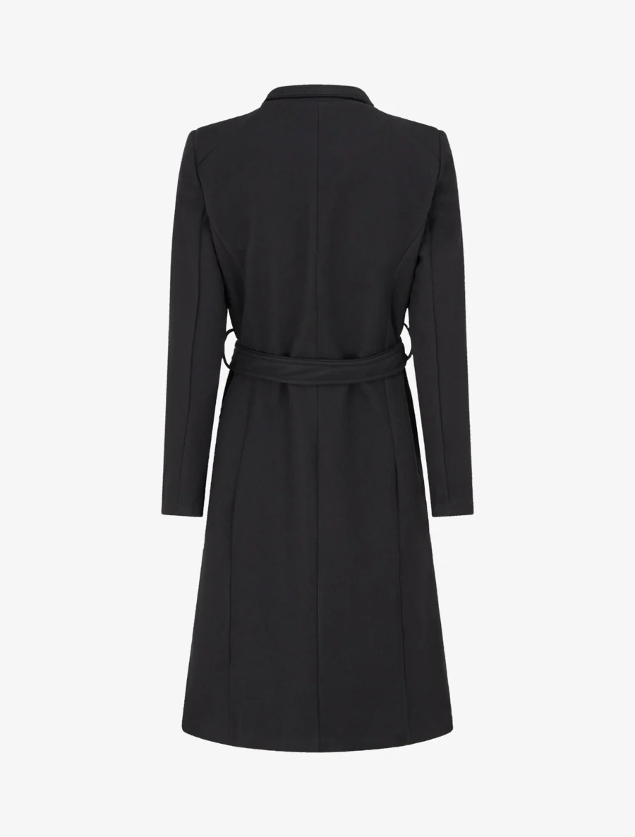 Manteau long cintré à boutons - Noir - Image 2