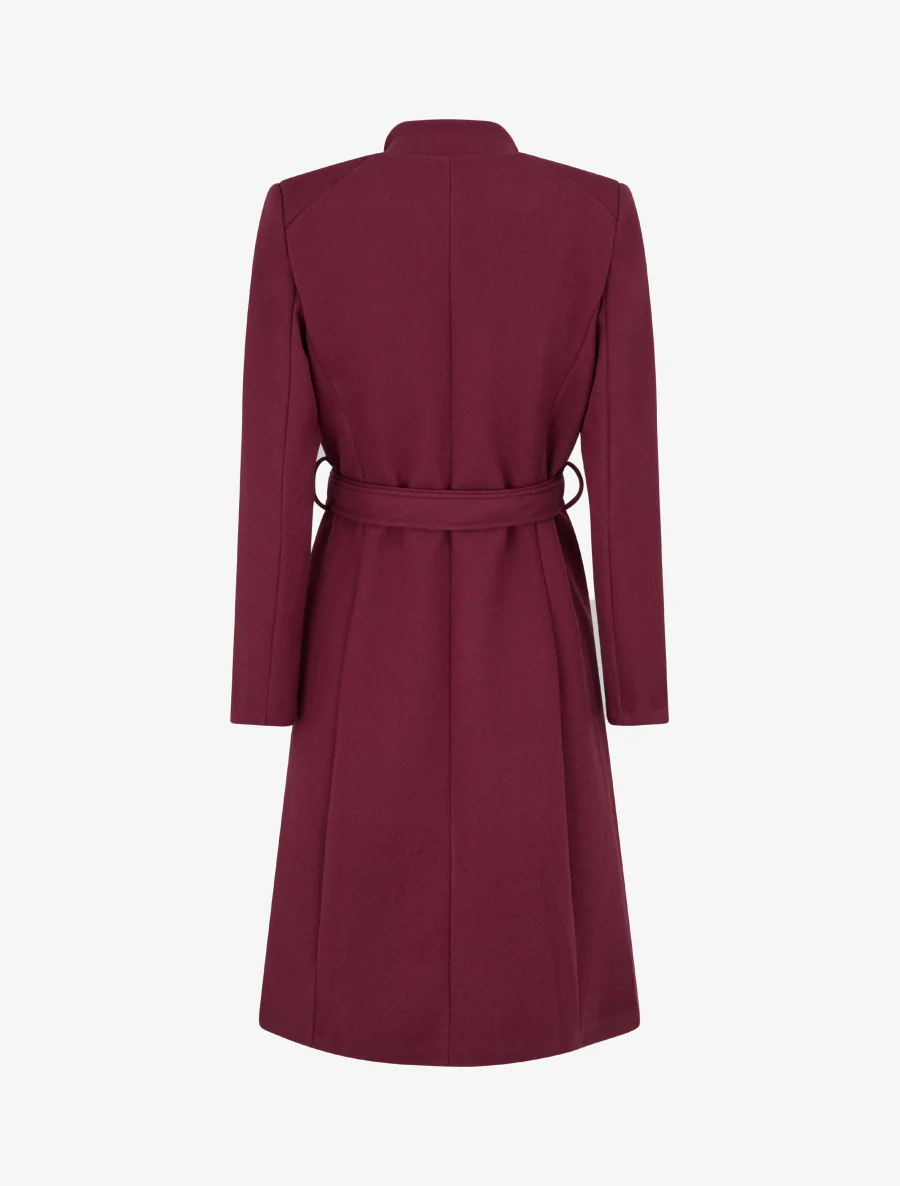 Manteau long cintré à boutons - Bordeaux - Image 2