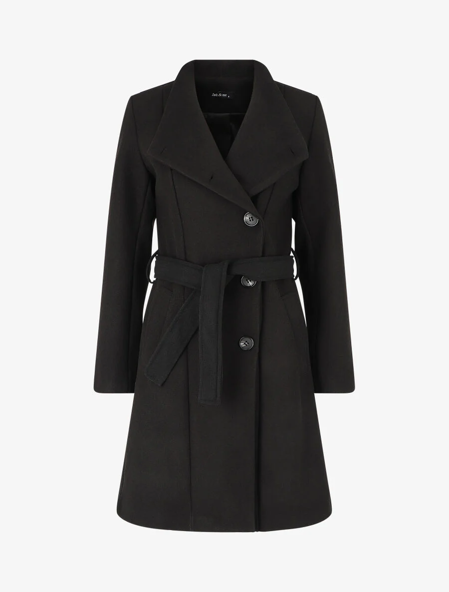 Manteau long col montant - Noir