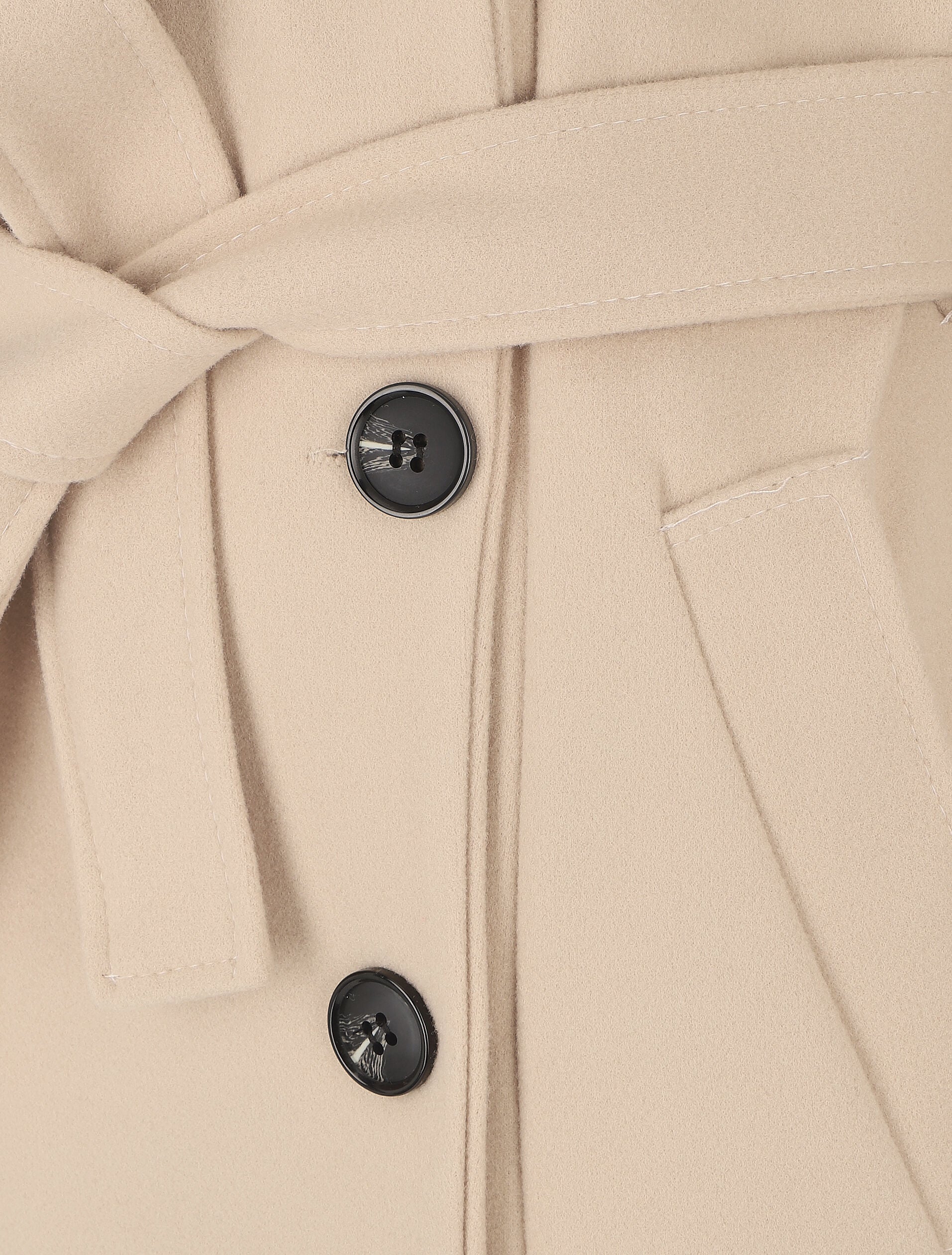 Manteau long col montant - Beige - Image 3