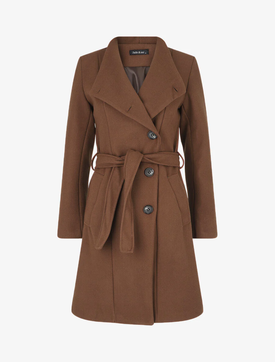 Manteau long col montant - Marron