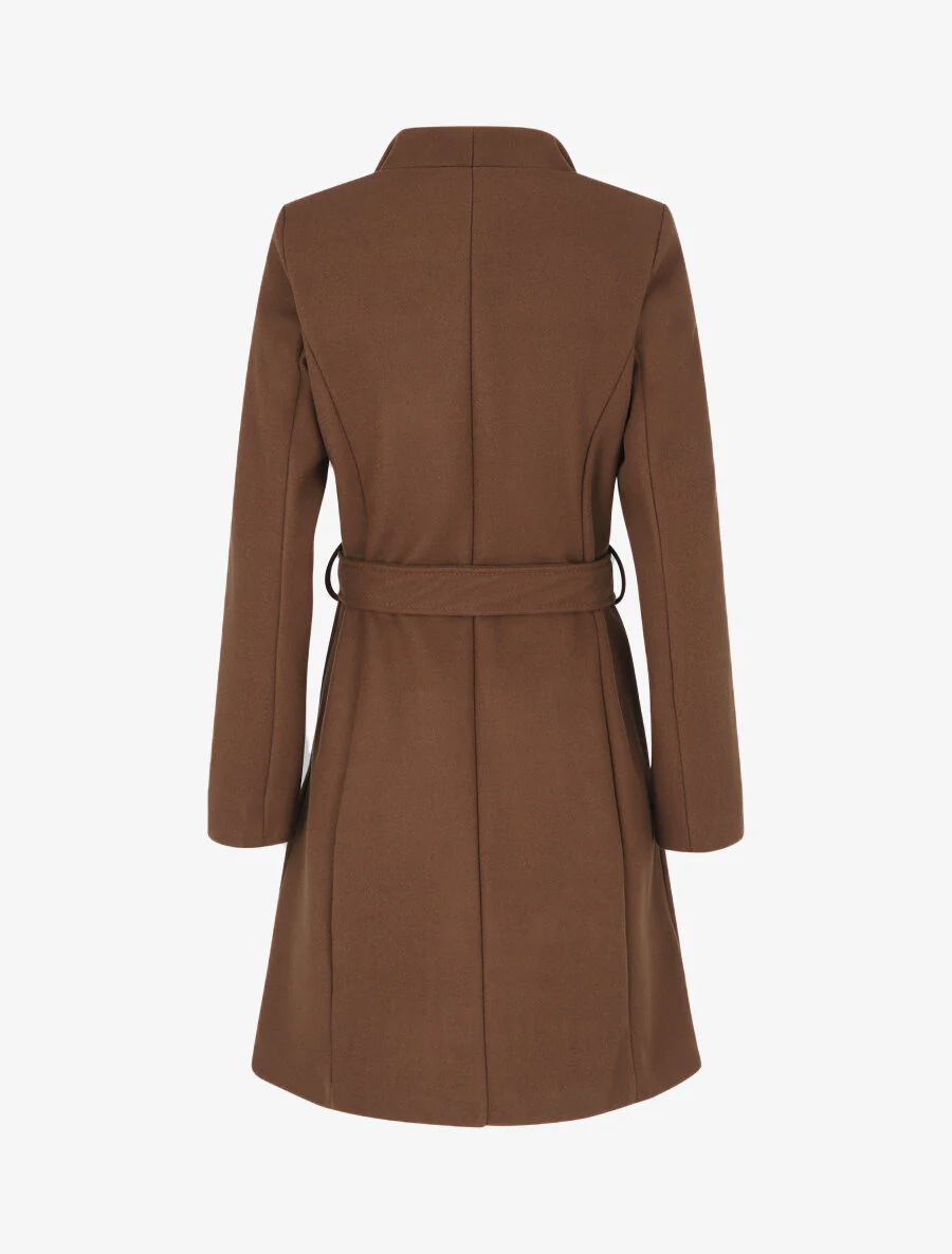 Manteau long col montant - Marron - Image 2