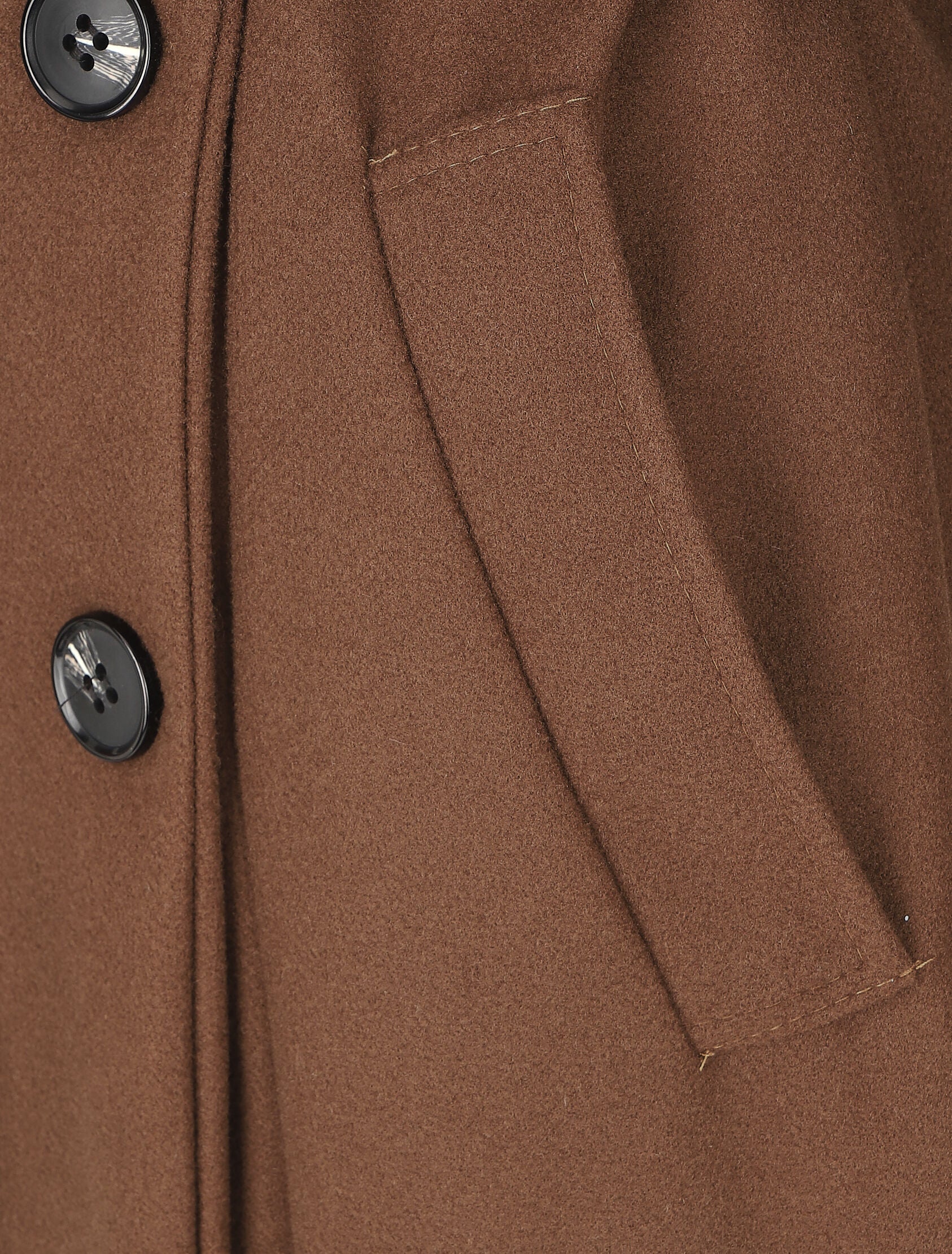 Manteau long col montant - Marron - Image 3