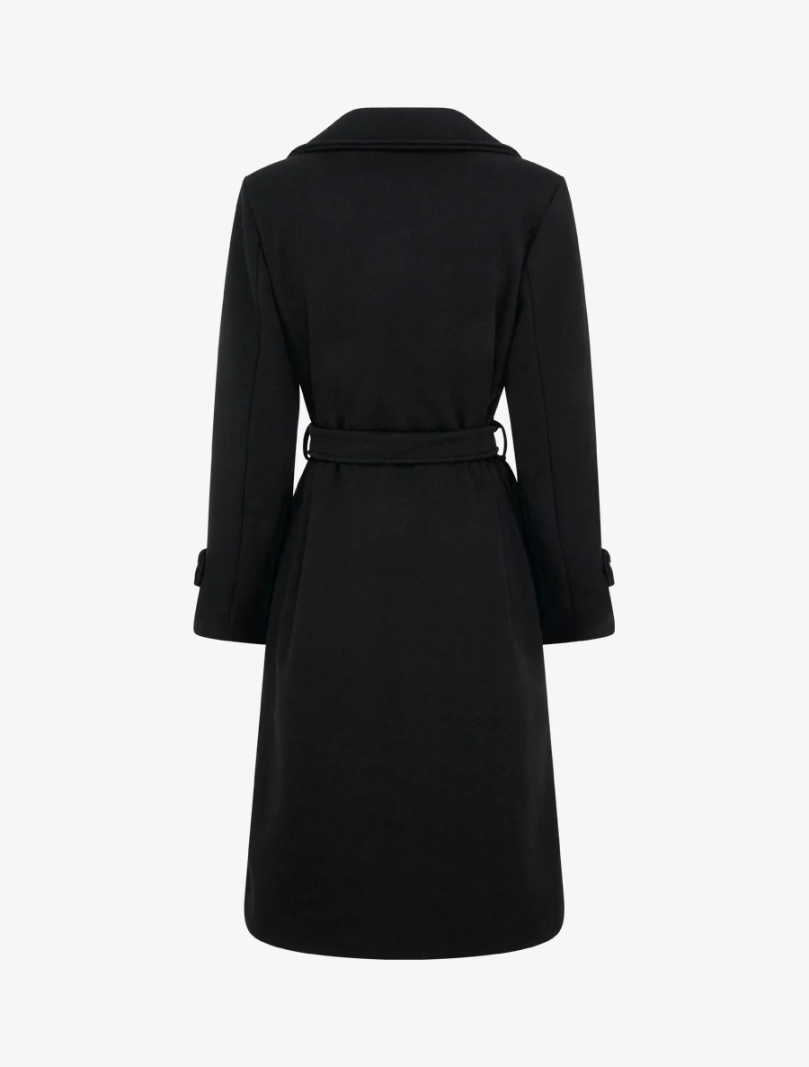 Manteau long croisé à boutons - Noir - Image 2