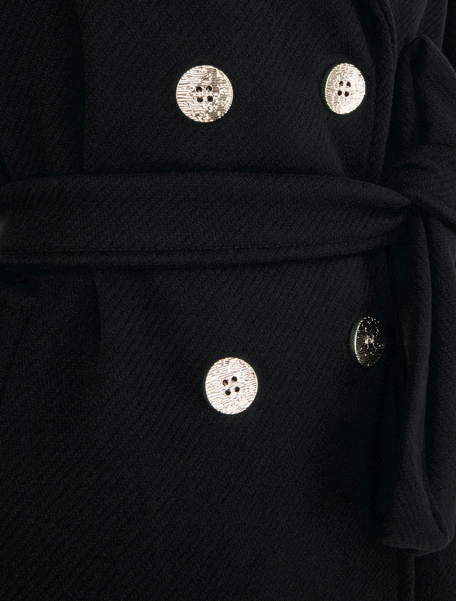 Manteau long croisé à boutons - Noir - Image 3