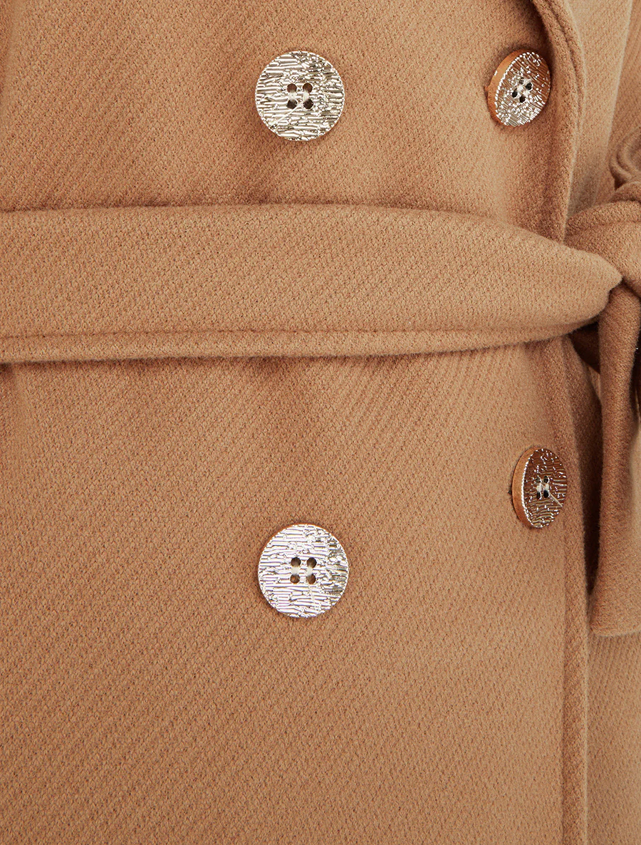Manteau long croisé à boutons - Camel - Image 3