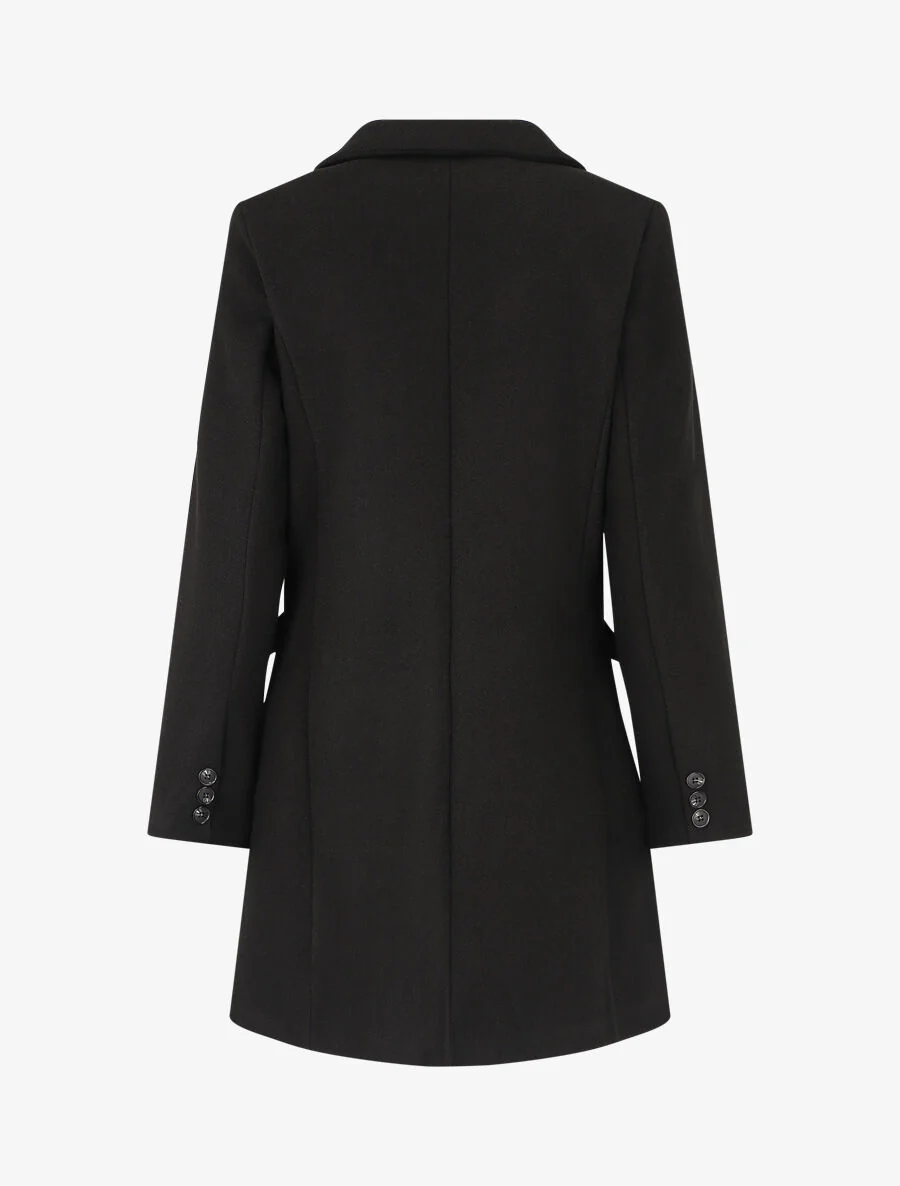 Manteau long croisé boutonné - Noir - Image 2