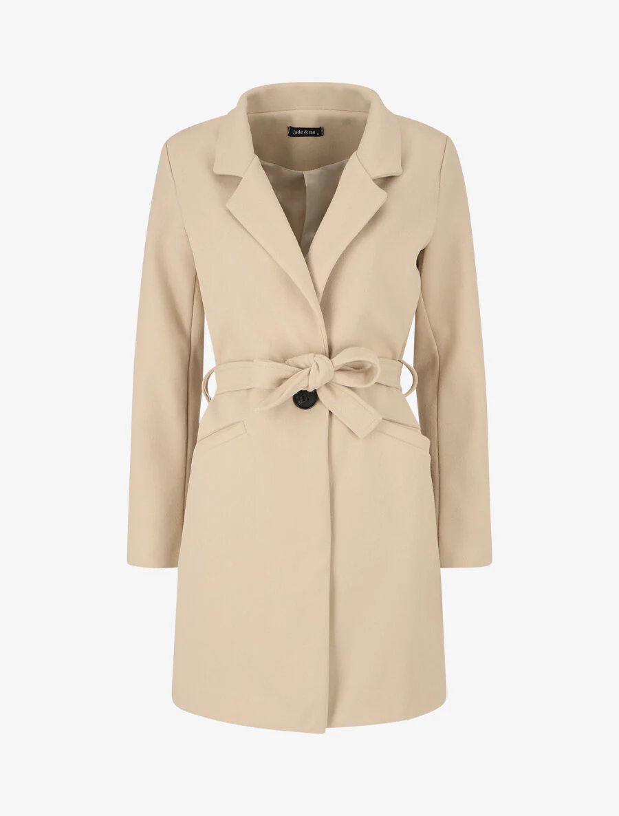 Manteau long croisé ceinturé - Beige