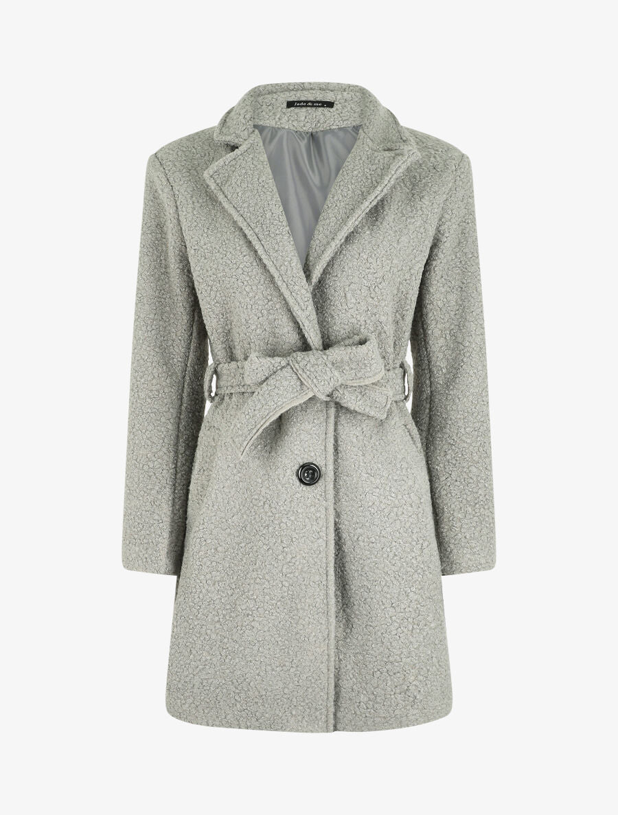 Manteau long effet peau de mouton - Gris