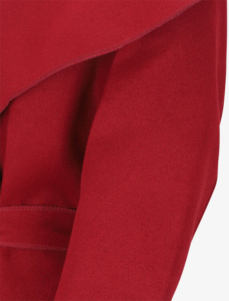 Manteau long uni à col châle - Bordeaux - Image 3
