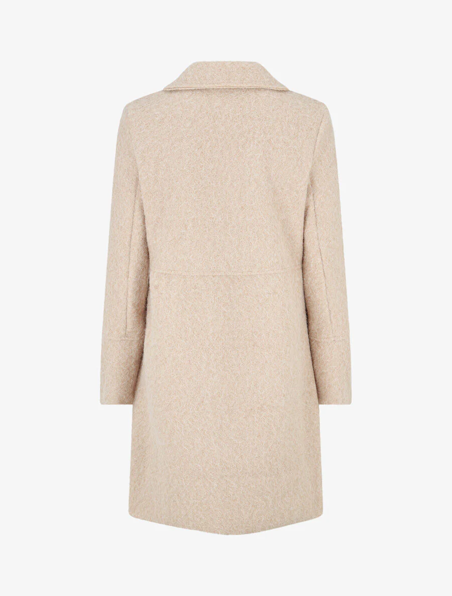 Manteau long uni duveteux - Beige - Image 2