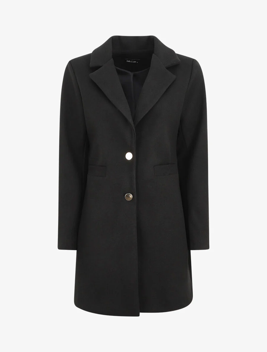 Manteau mi-long à boutons dorés - Noir