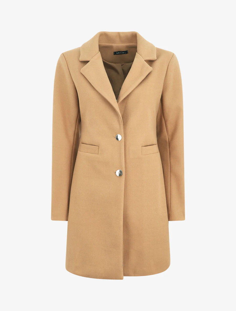 Manteau mi-long à boutons dorés - Camel