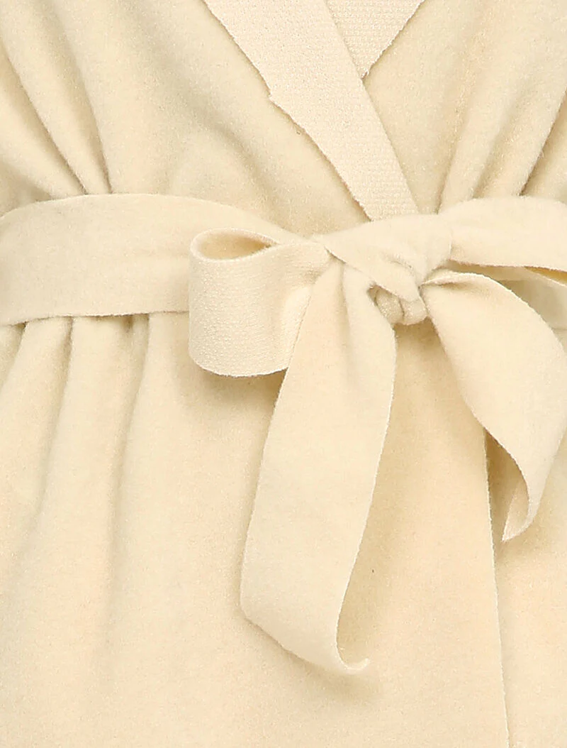 Manteau mi-long à capuche effet laine - Beige - Image 3