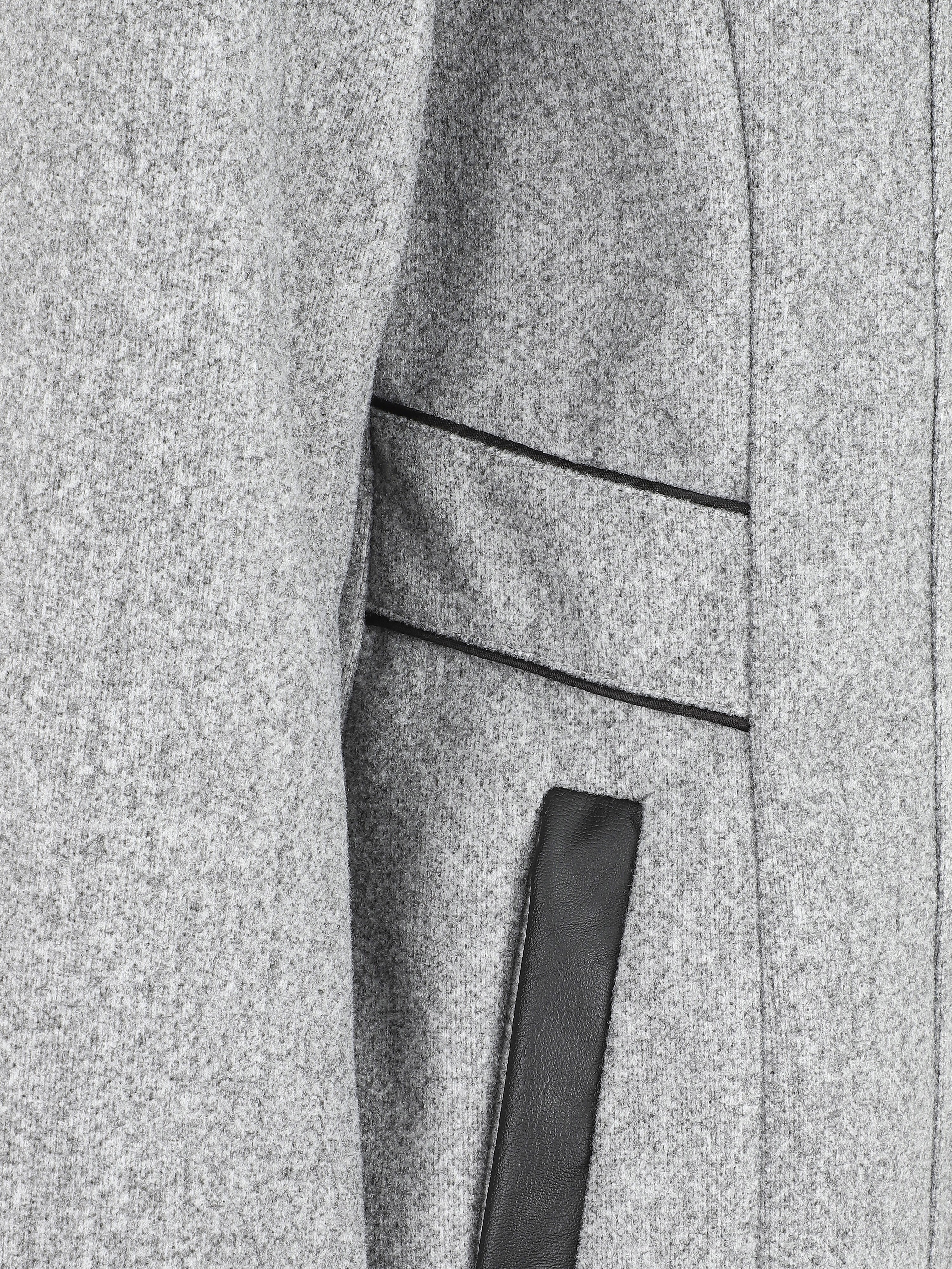 Manteau mi-long à capuche et zip - Gris - Image 3